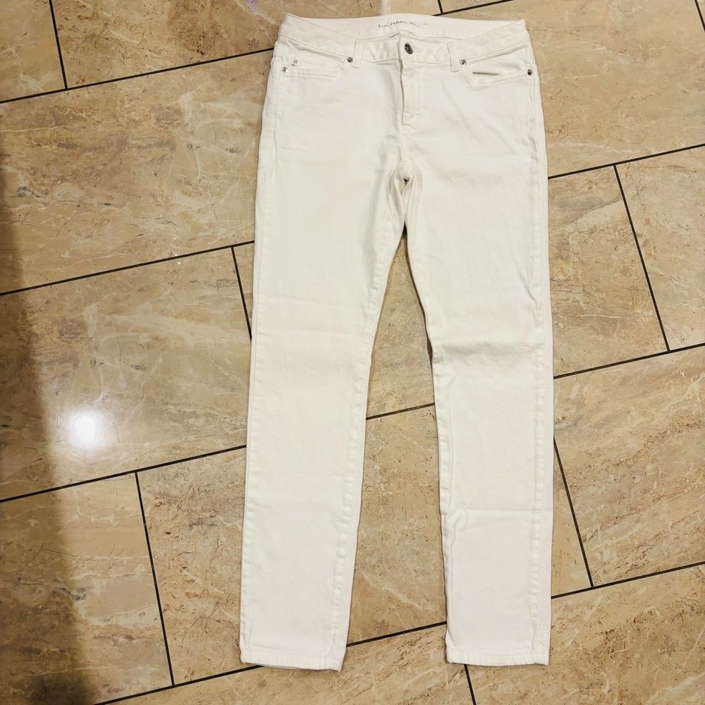 Michael Kors Womens White Skinny Jeans Size 6 Mid Rise Stretch Denim Pants
